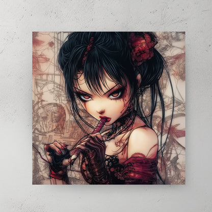 gothic anime girl red eyes wall art