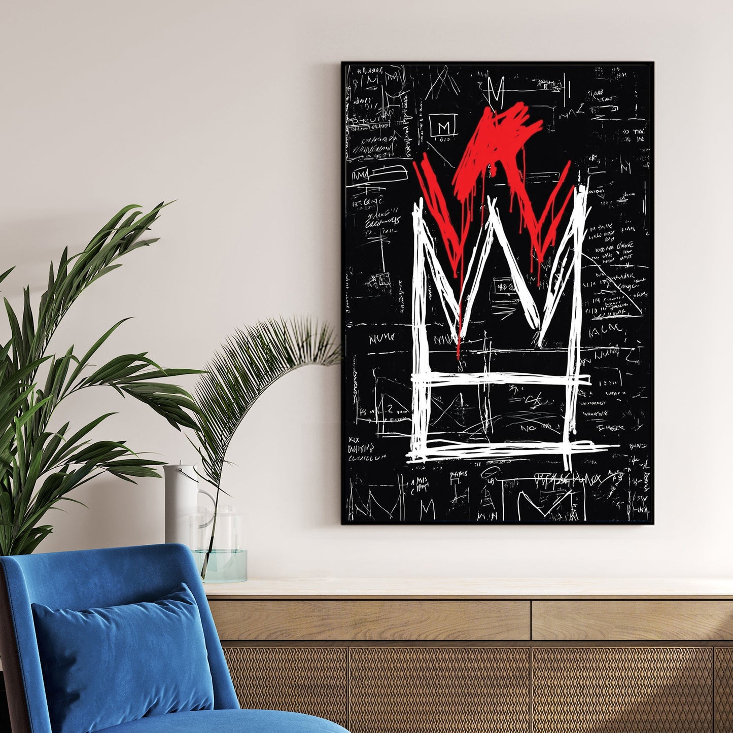 basquiat crown graffiti wall art