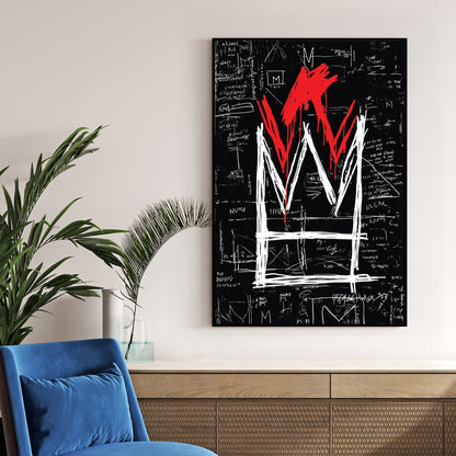 basquiat crown graffiti wall art
