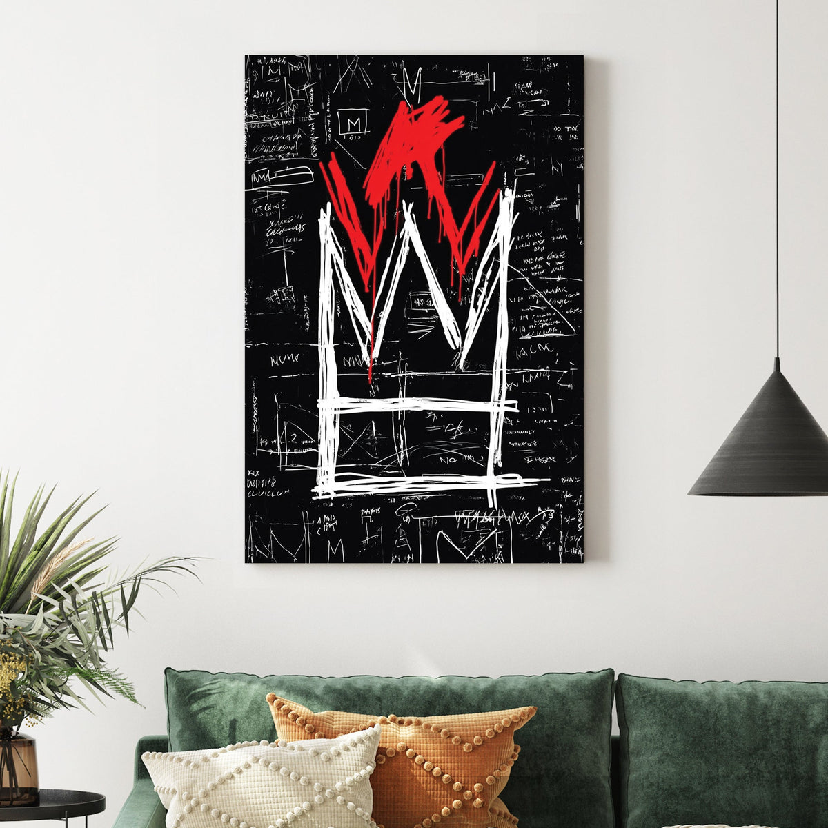 basquiat crown graffiti wall art