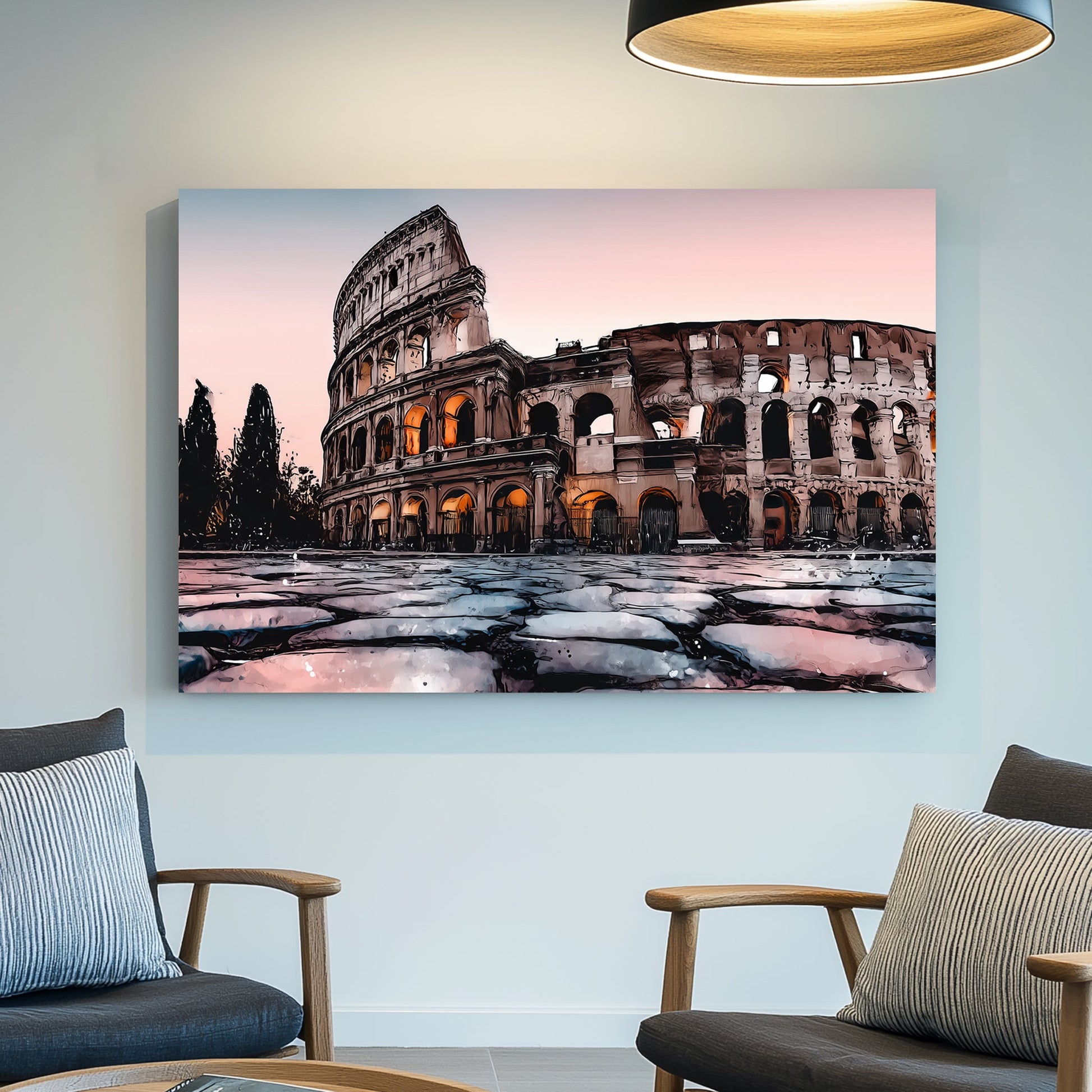 roman colosseum sunset wall art