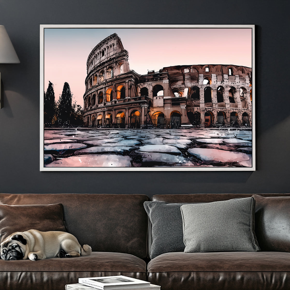 roman colosseum sunset wall art