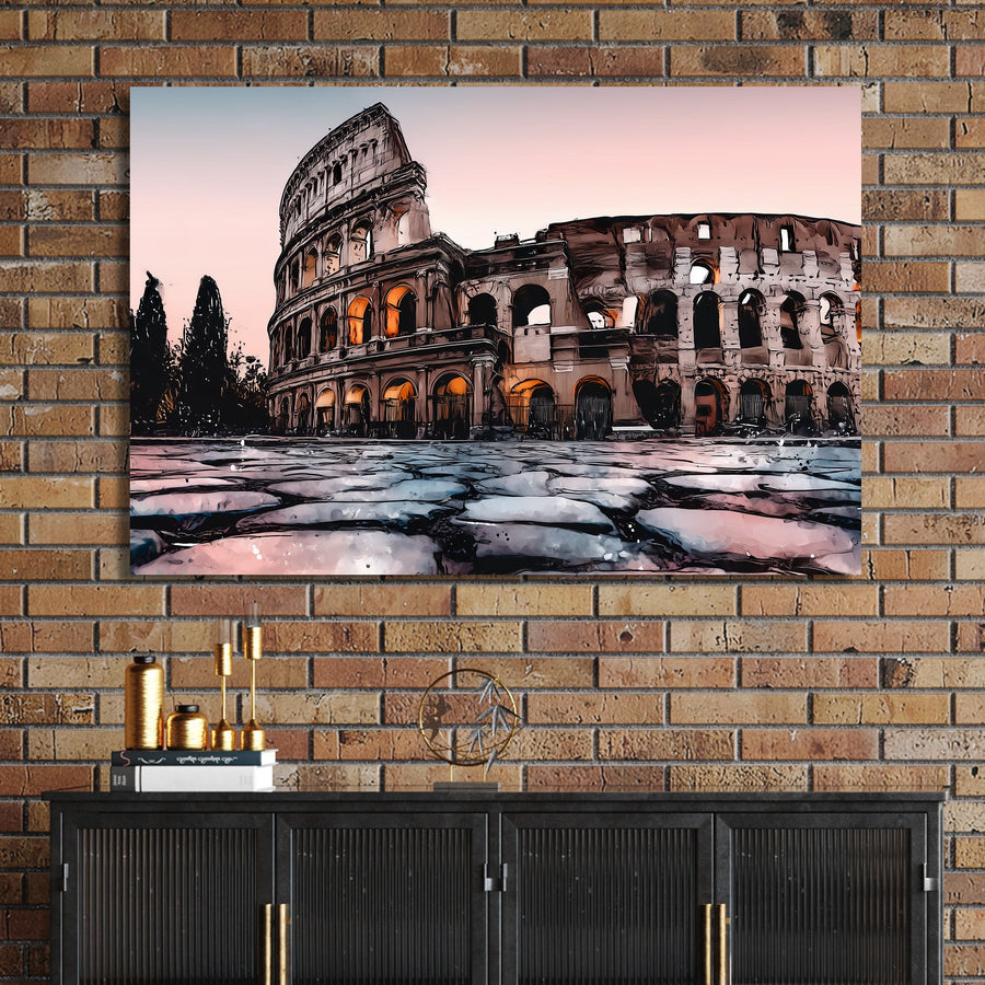 roman colosseum sunset wall art