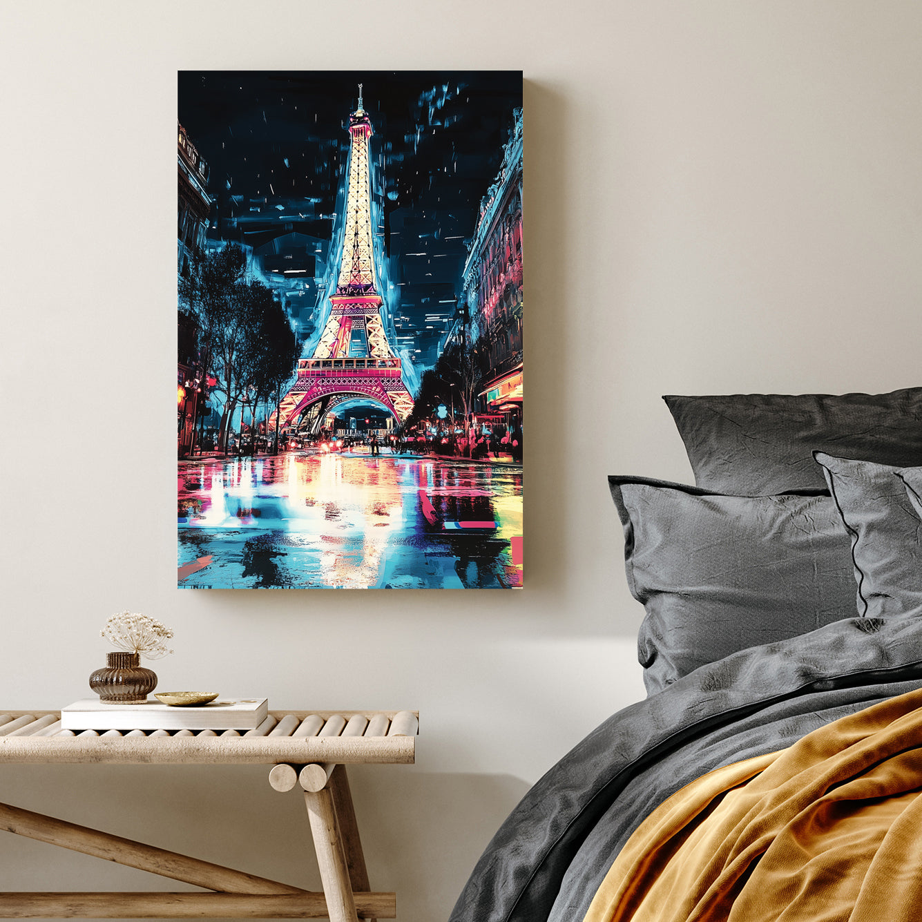 neon paris eiffel tower wall art