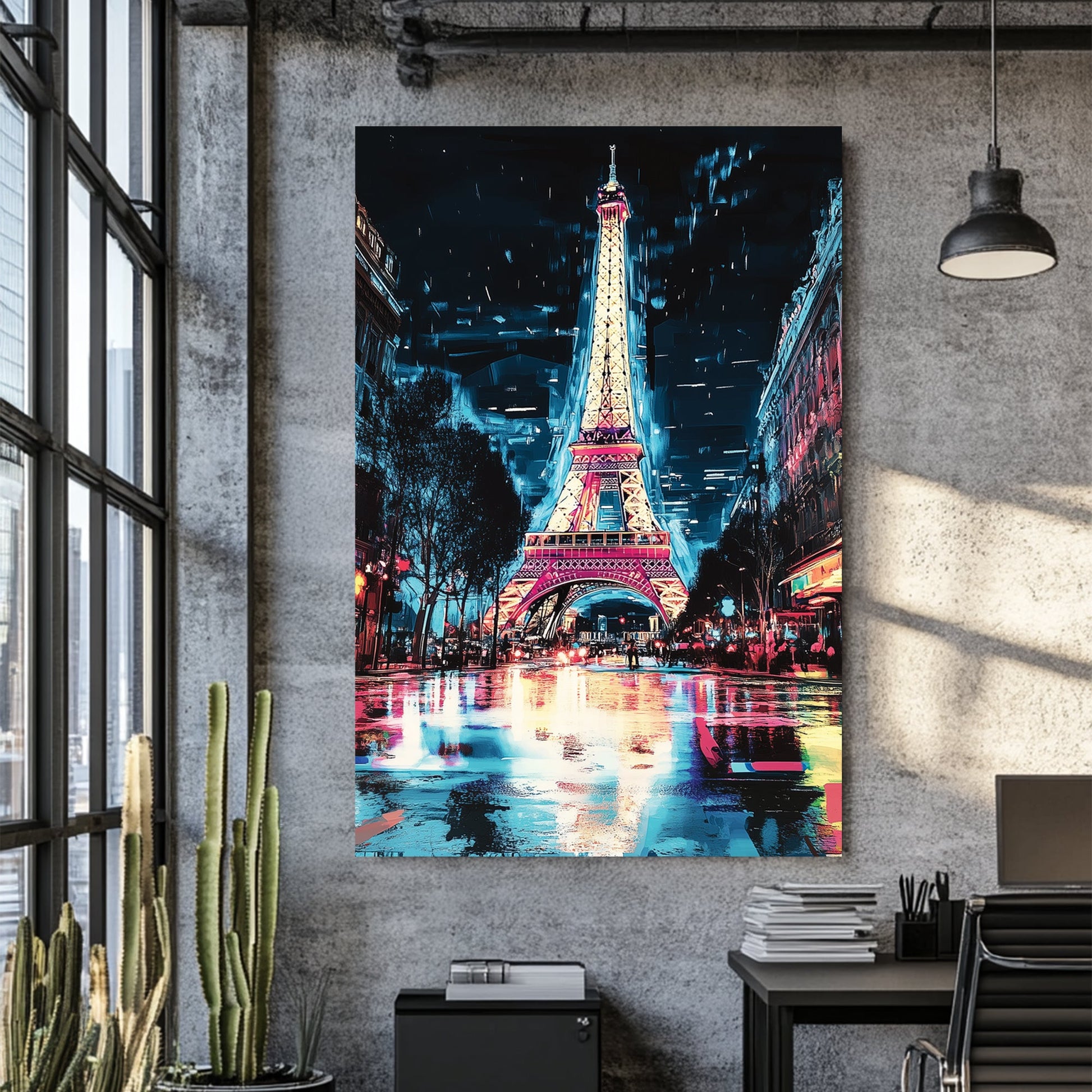 neon paris eiffel tower wall art