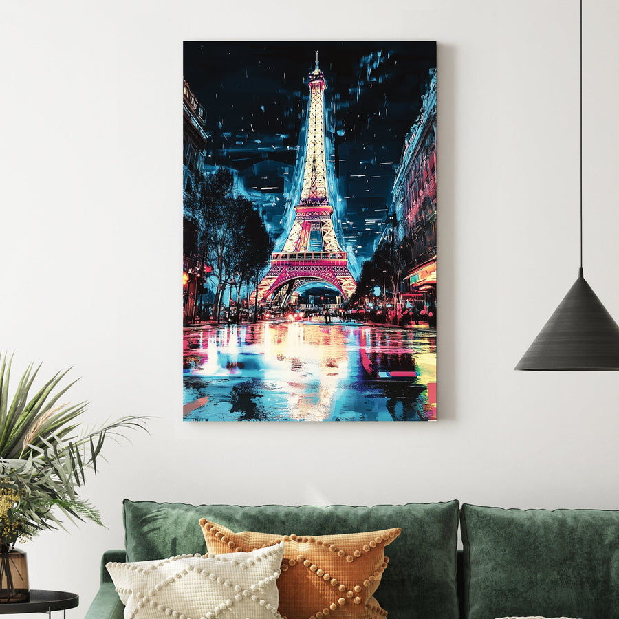 neon paris eiffel tower wall art