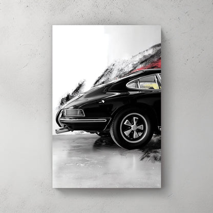 black porsche 911 wall art