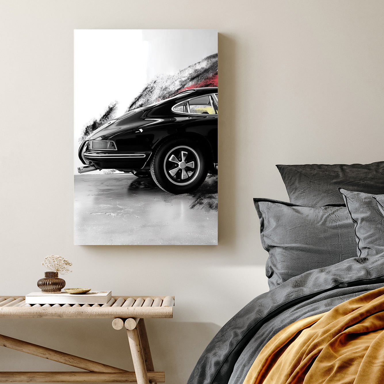 black porsche 911 wall art