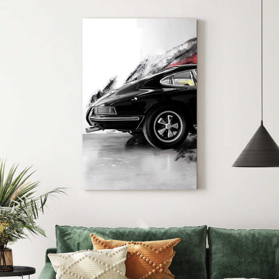 black porsche 911 wall art