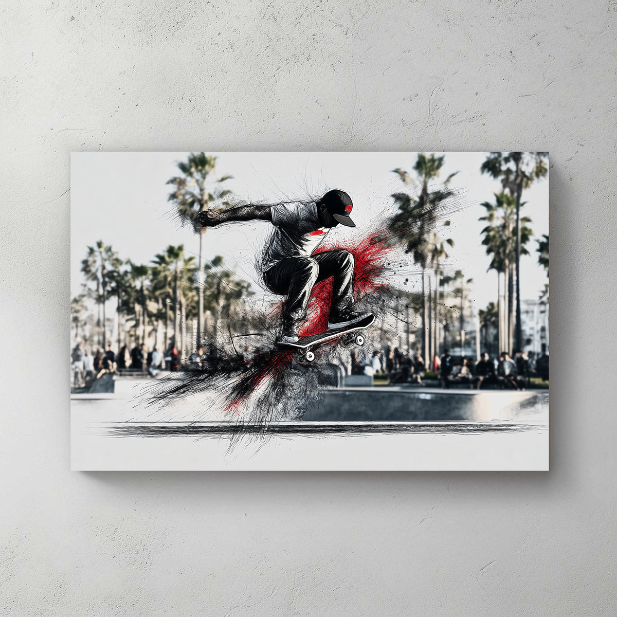 skateboard ollie wall art