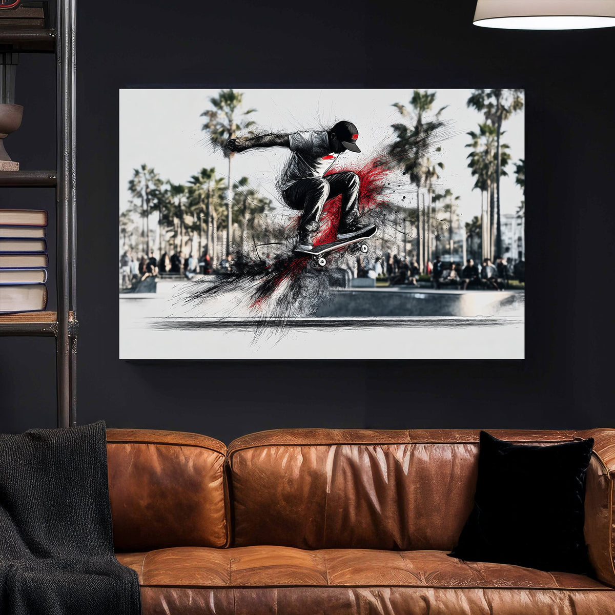 skateboard ollie wall art