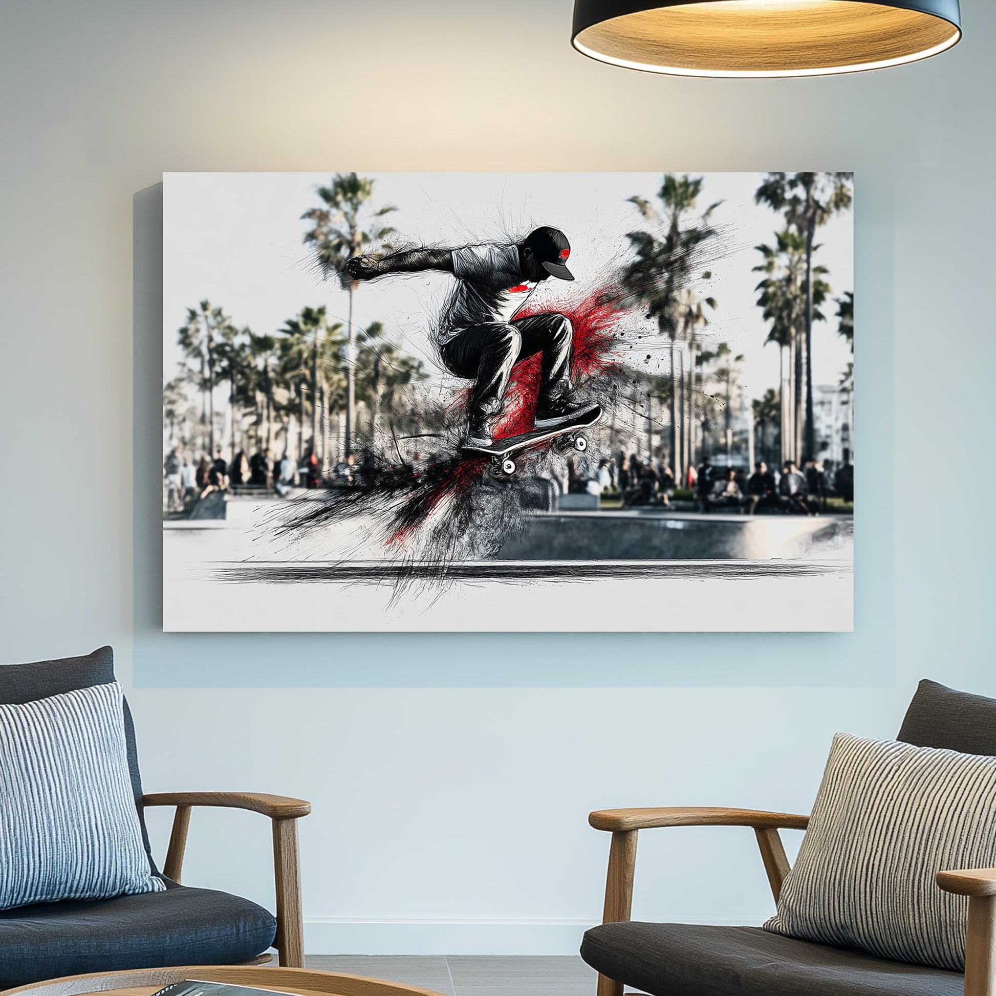 skateboard ollie wall art
