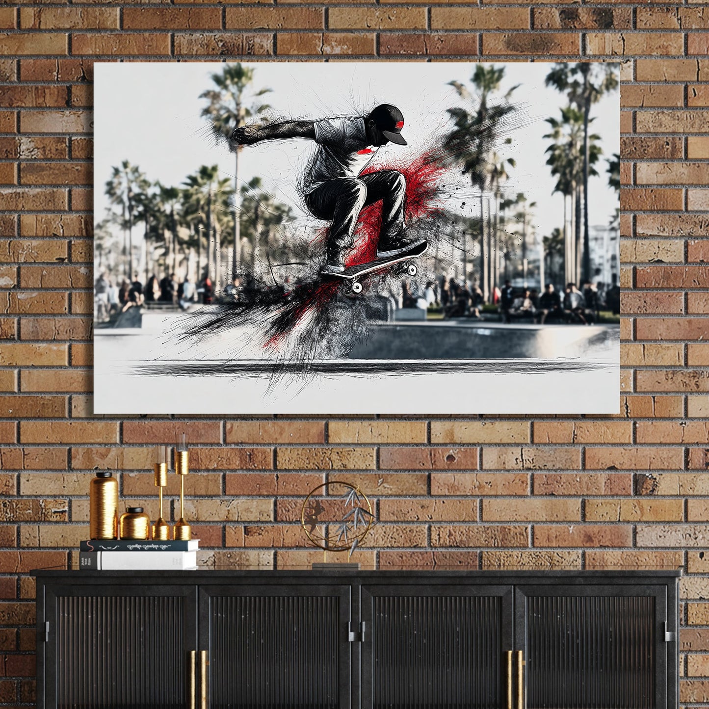 skateboard ollie wall art