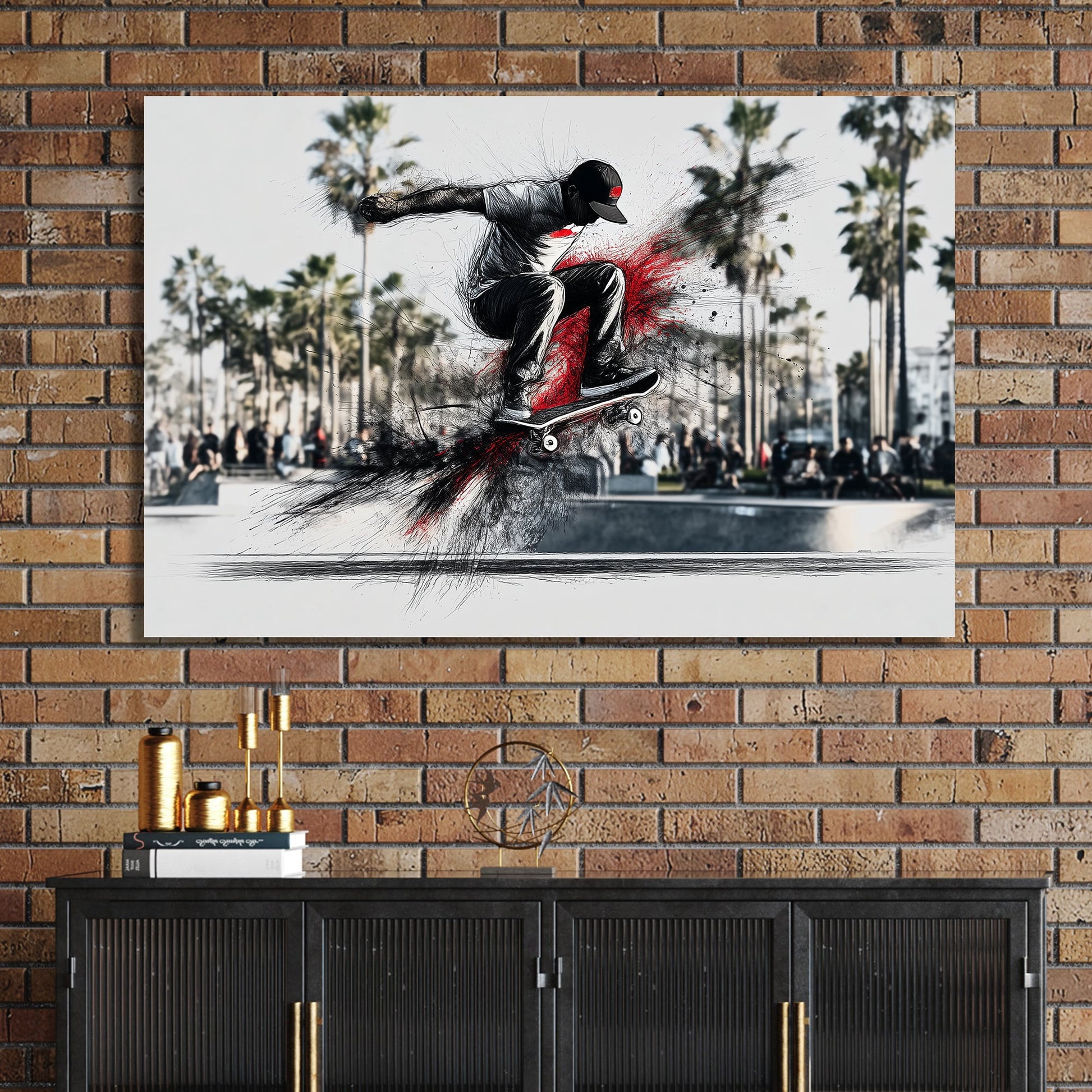 skateboard ollie wall art