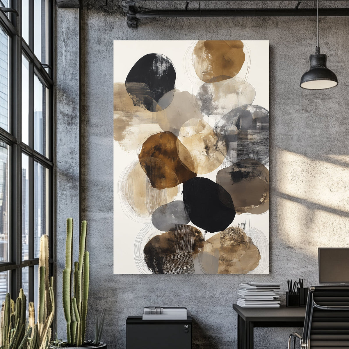 abstract neutral circles wall art