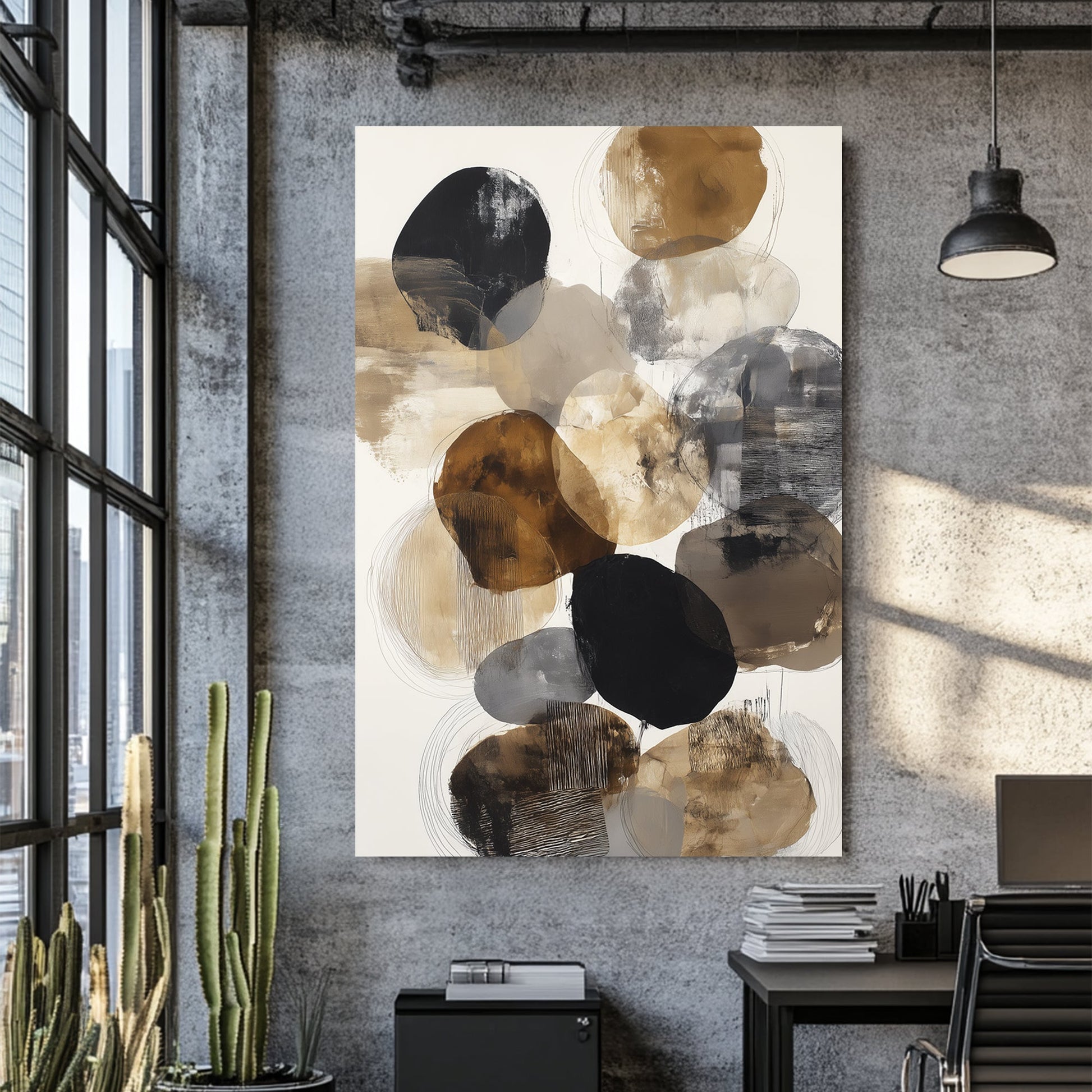 abstract neutral circles wall art