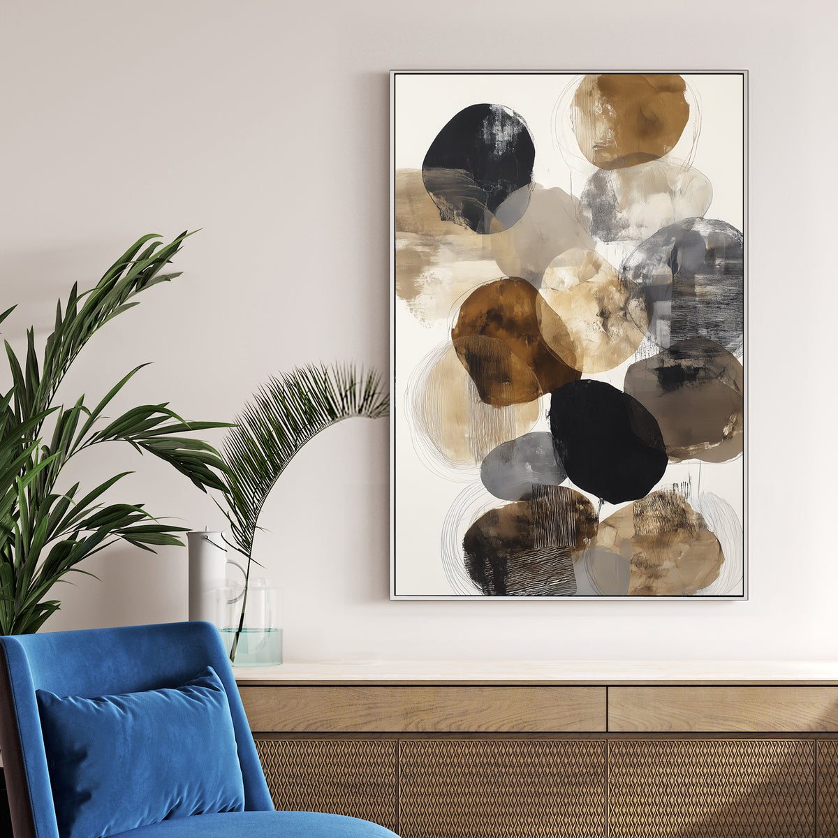 abstract neutral circles wall art
