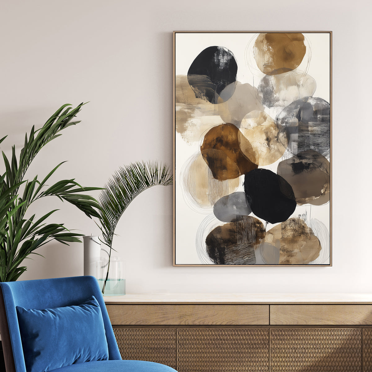 abstract neutral circles wall art