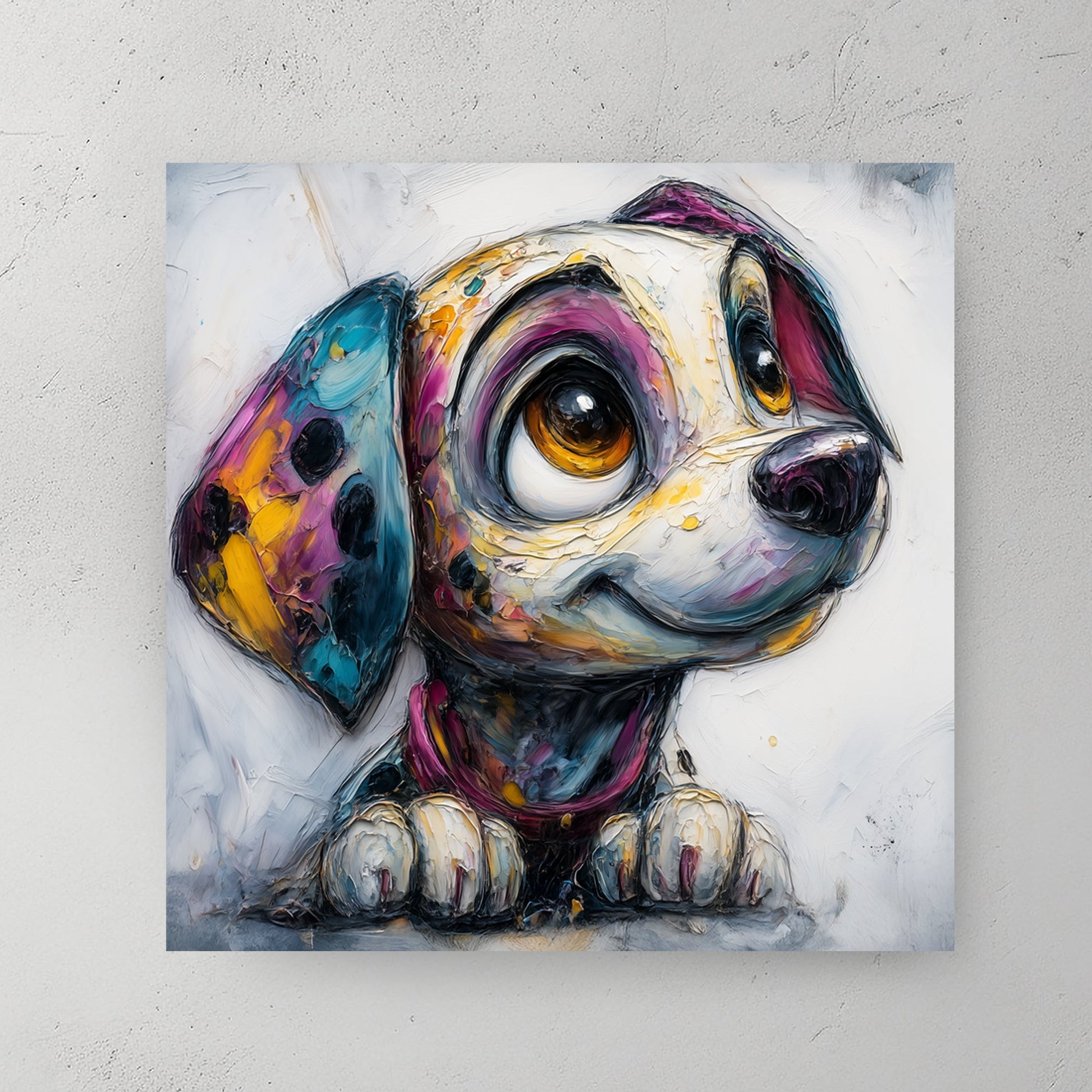 colourful cartoon puppy wall art