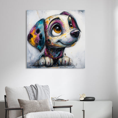 colourful cartoon puppy wall art