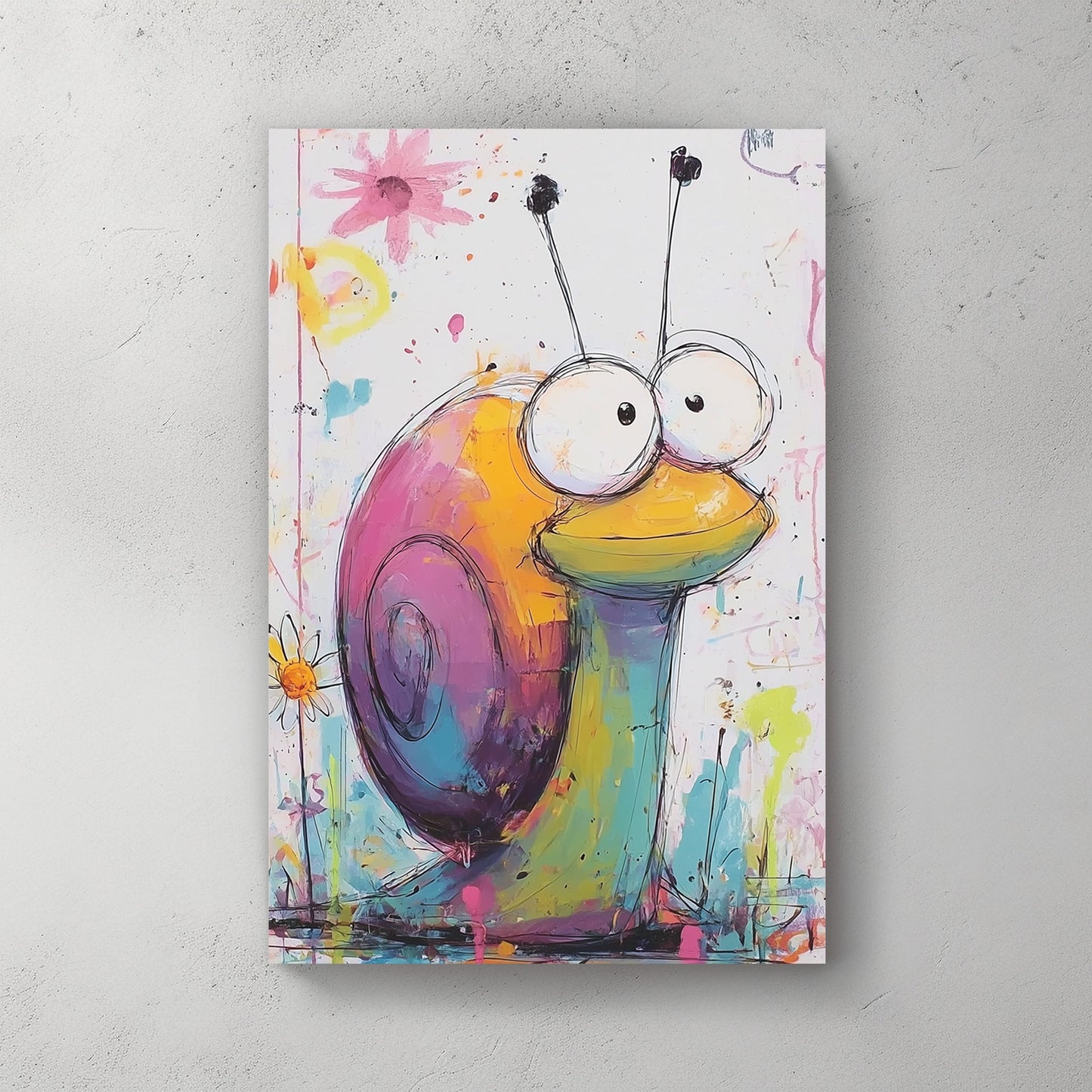 colourful cartoon snail wall art