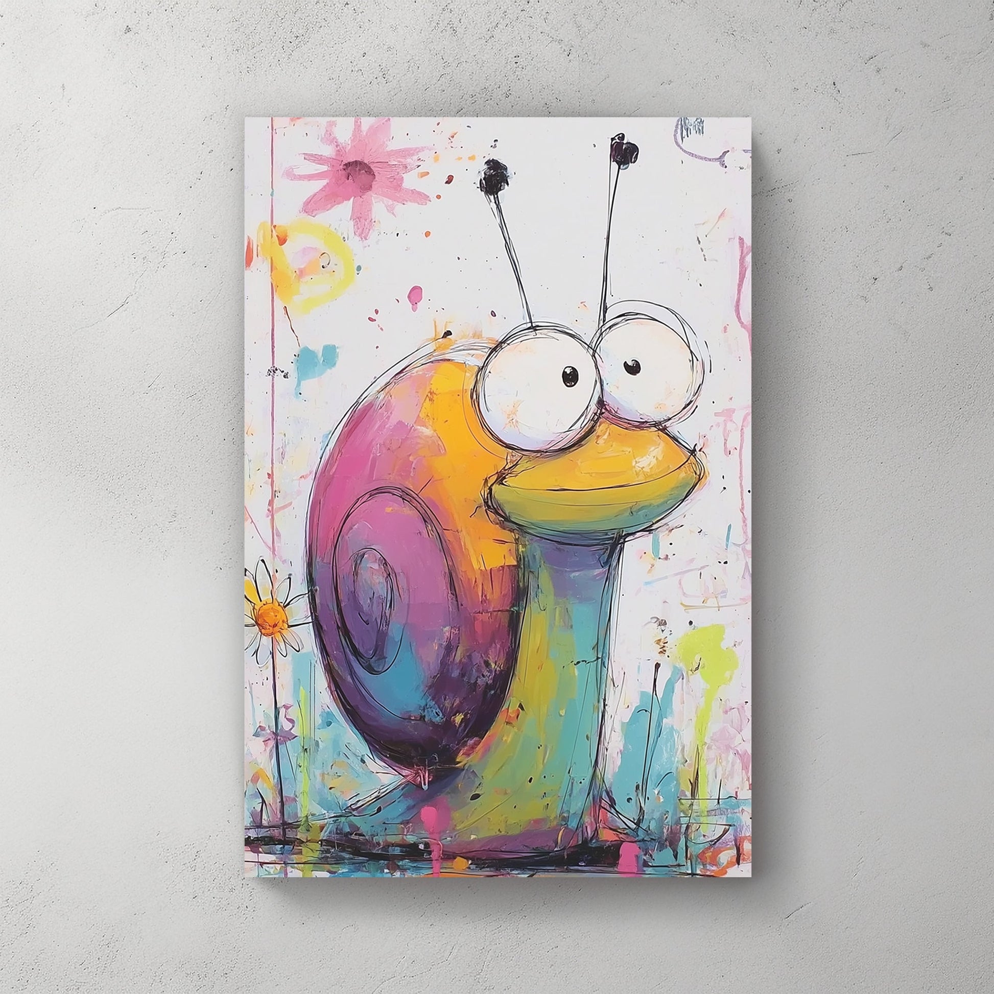 colourful cartoon snail wall art