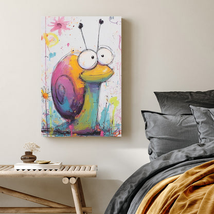 colourful cartoon snail wall art