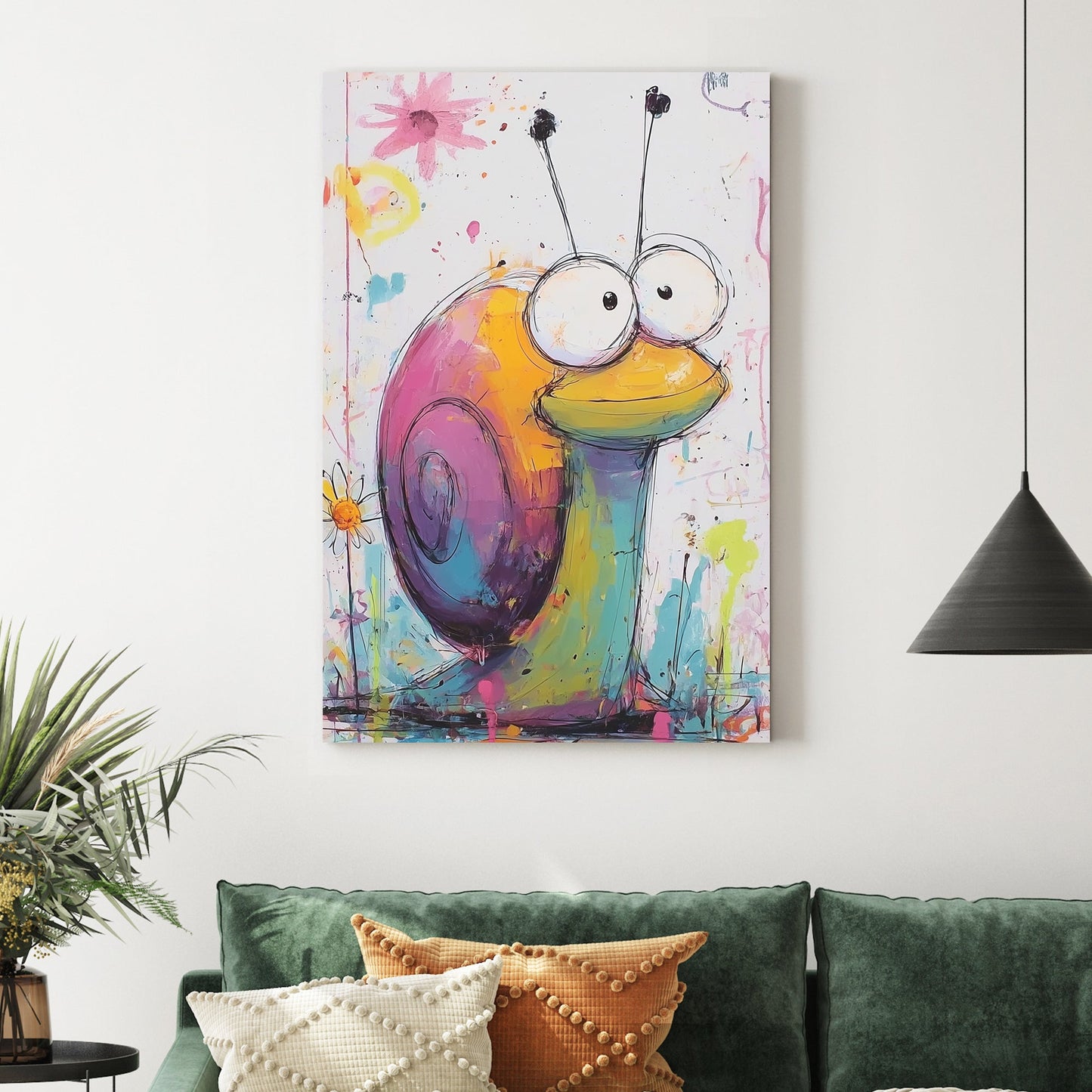 colourful cartoon snail wall art