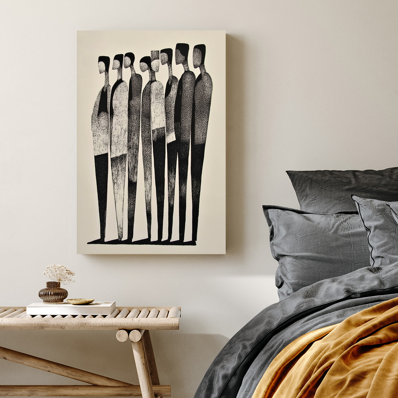 minimalist faceless silhouettes wall art