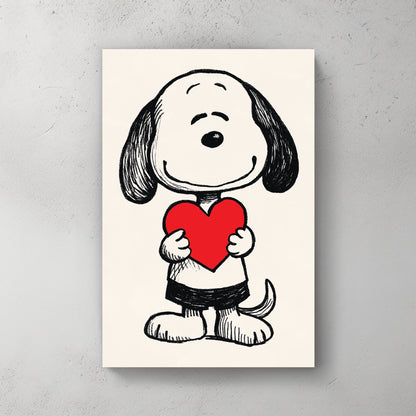 snoopy holding red heart wall art