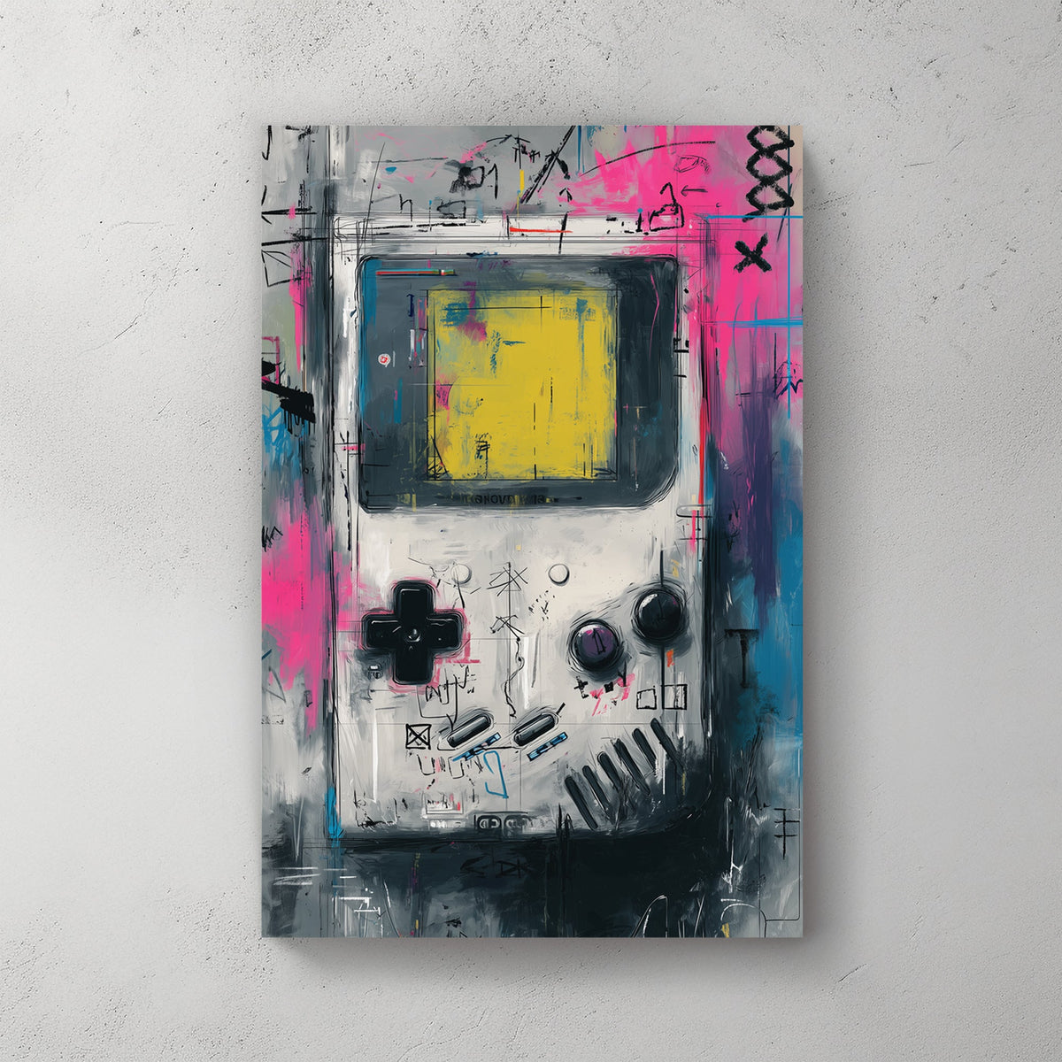 vintage game boy graffiti wall art