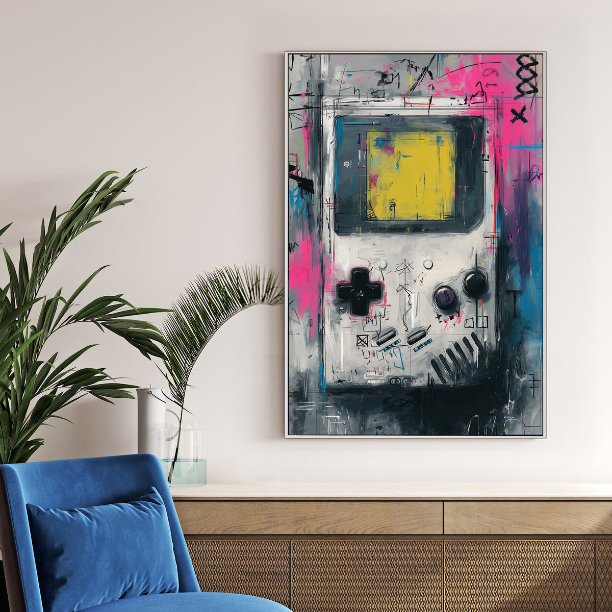 vintage game boy graffiti wall art