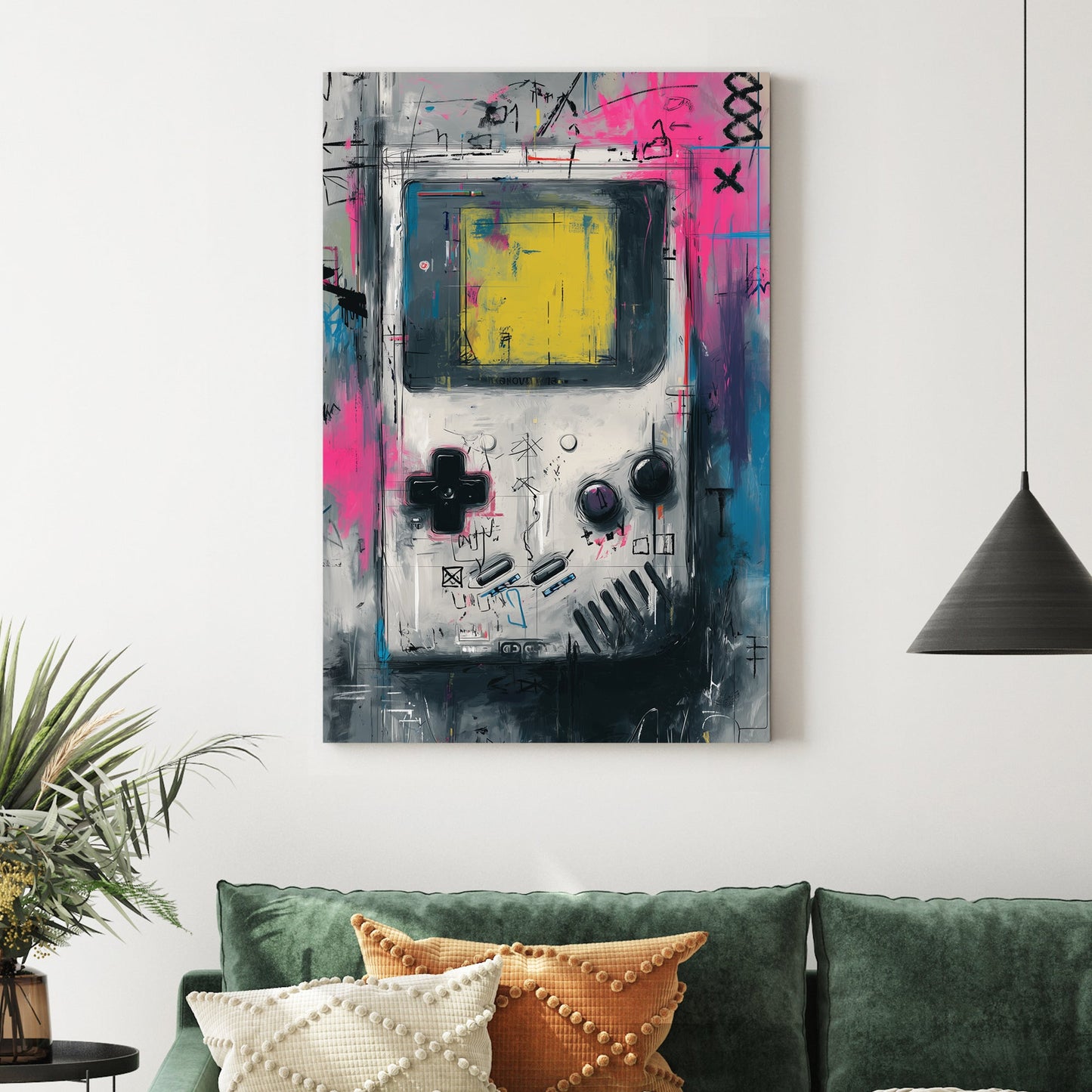 vintage game boy graffiti wall art