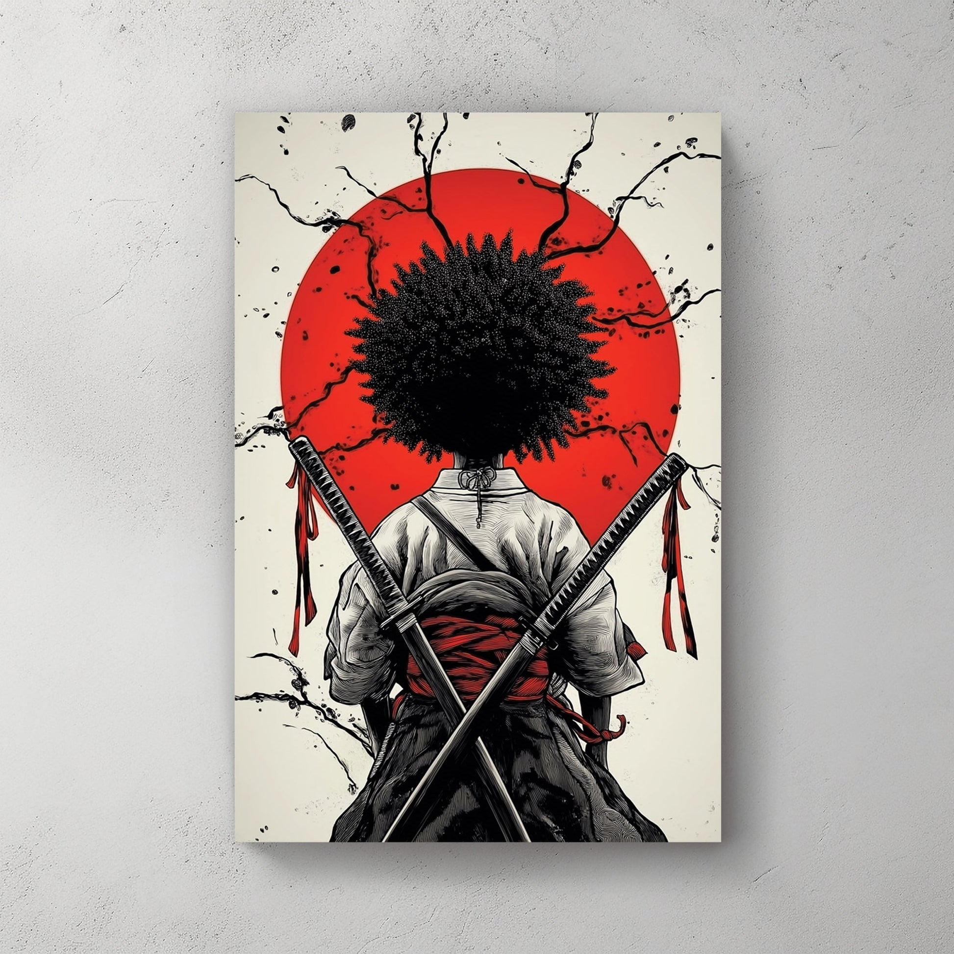 afro samurai japanese warrior wall art