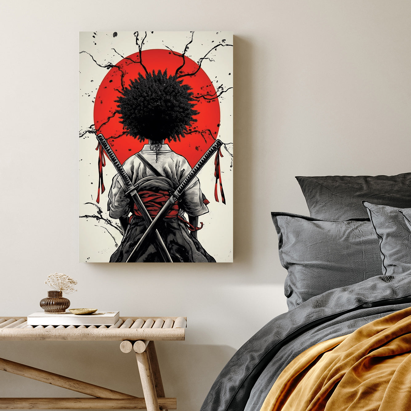 afro samurai japanese warrior wall art