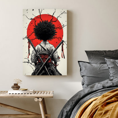 afro samurai japanese warrior wall art