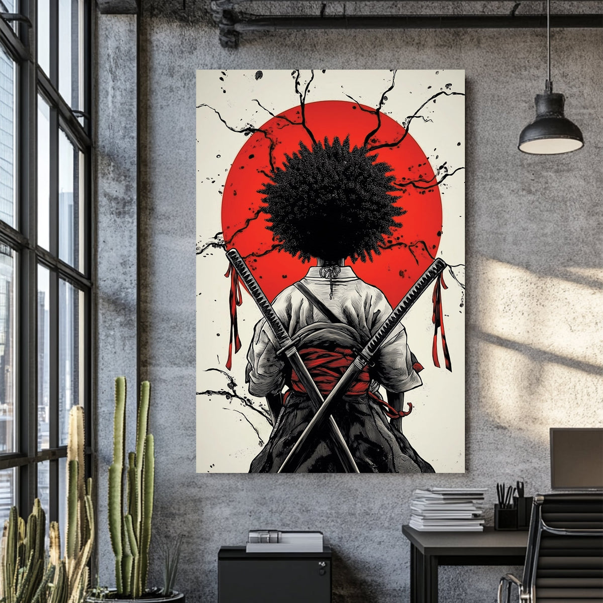 afro samurai japanese warrior wall art