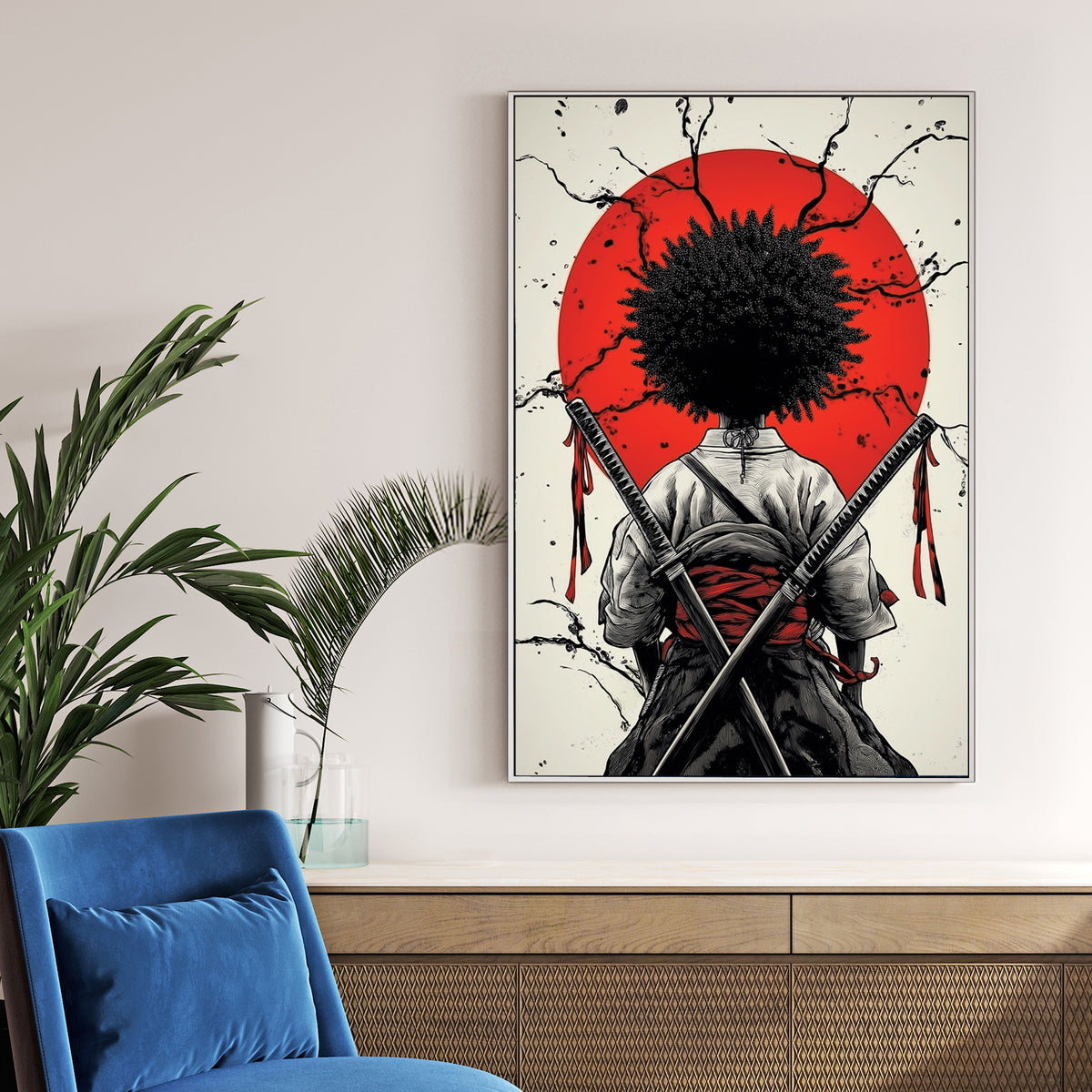 afro samurai japanese warrior wall art