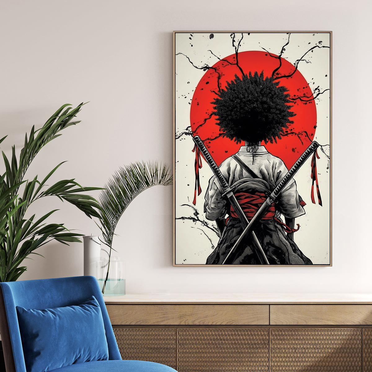 afro samurai japanese warrior wall art