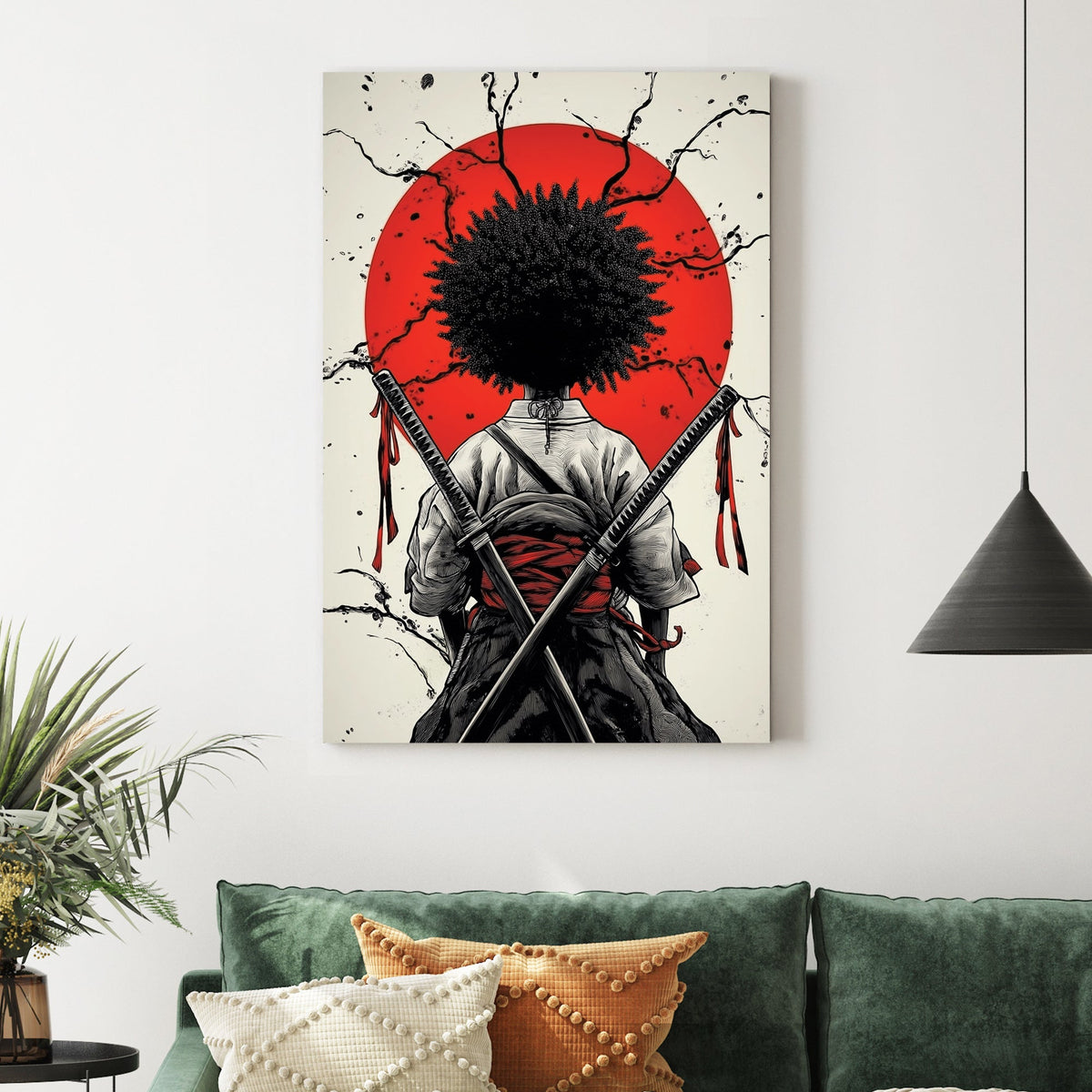 afro samurai japanese warrior wall art