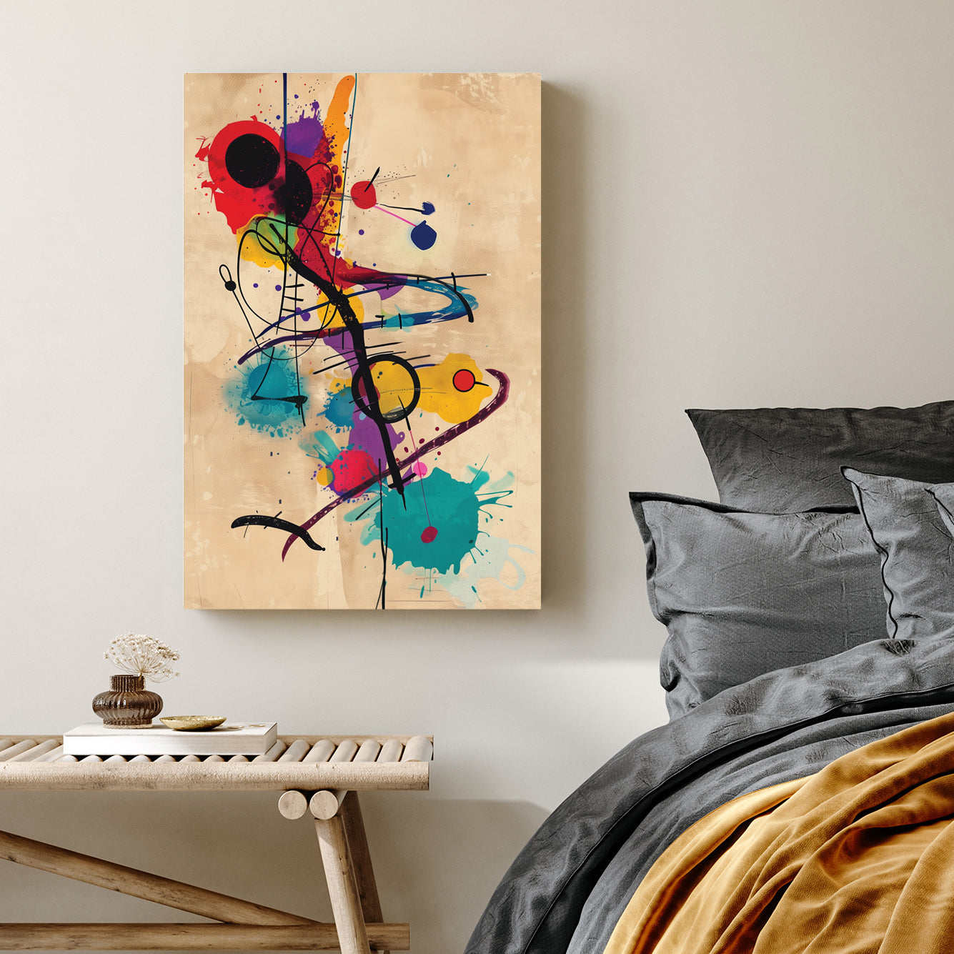 abstract colourful splatter wall art