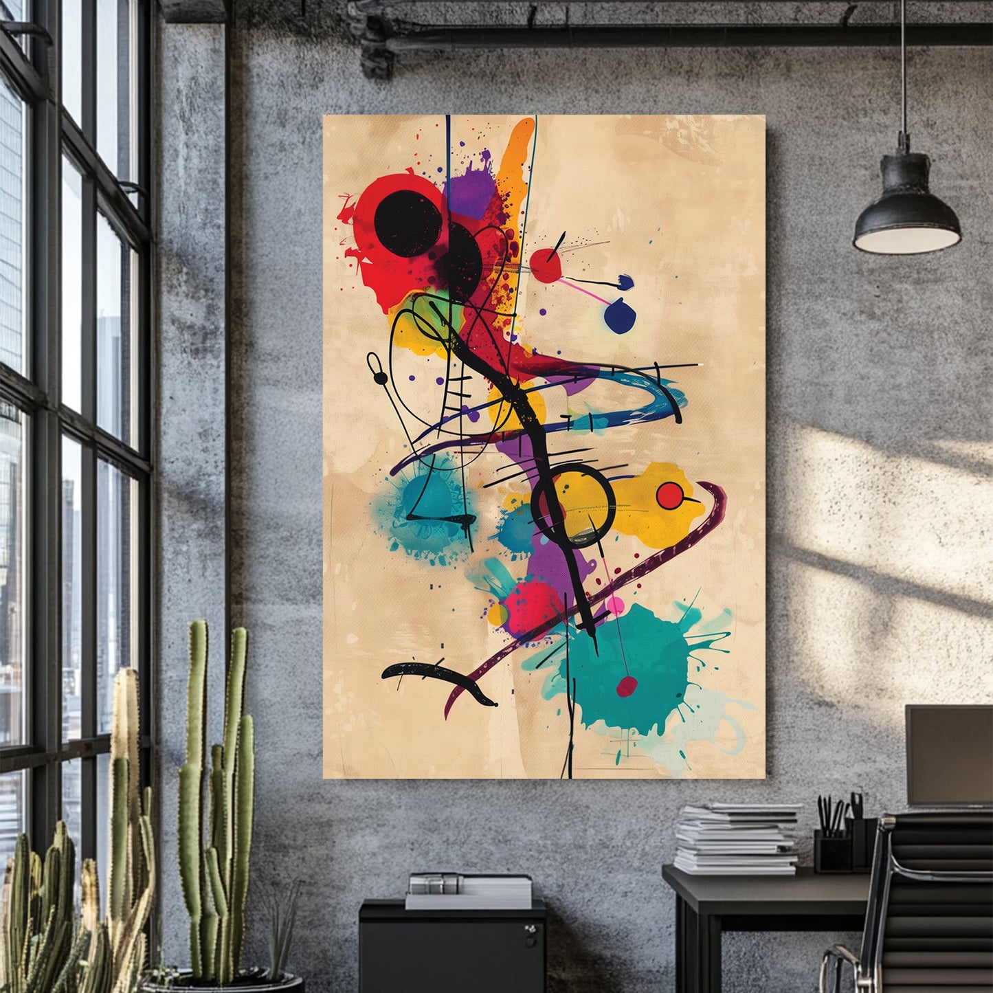 abstract colourful splatter wall art