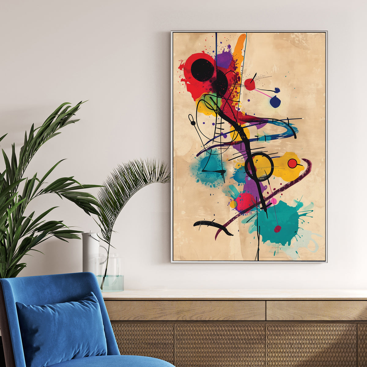 abstract colourful splatter wall art