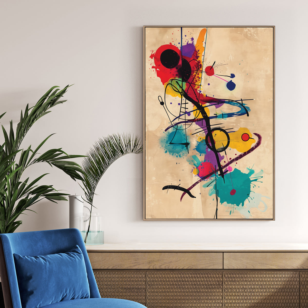 abstract colourful splatter wall art