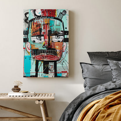 abstract face graffiti wall art