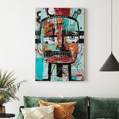 abstract face graffiti wall art