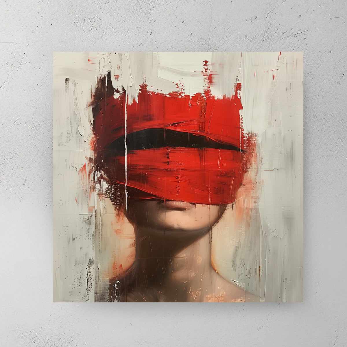 abstract red veil portrait wall art