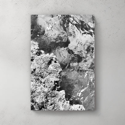 black and white Palermo coast wall art with ocean texture and rock