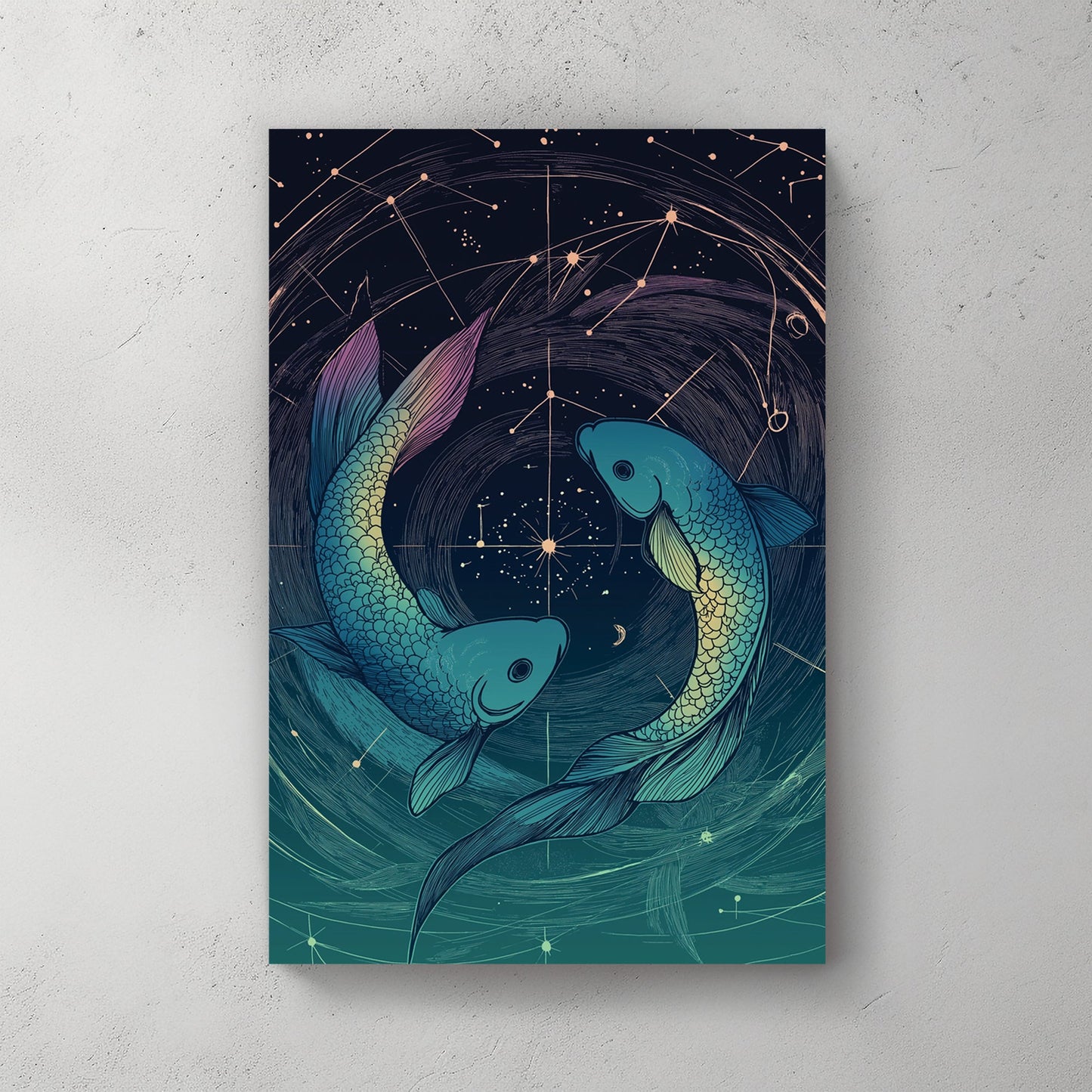 pisces zodiac constellation fish wall art