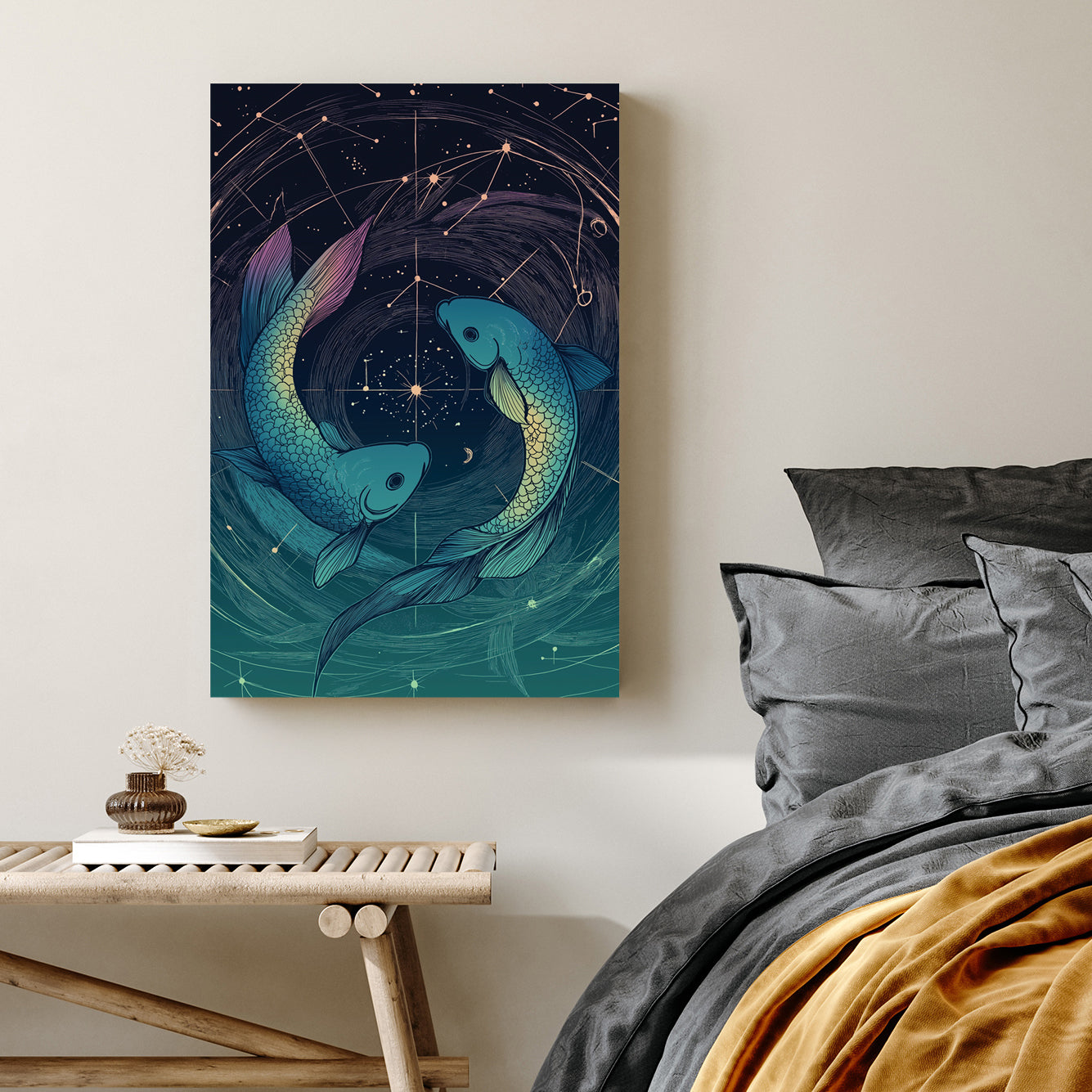 pisces zodiac constellation fish wall art